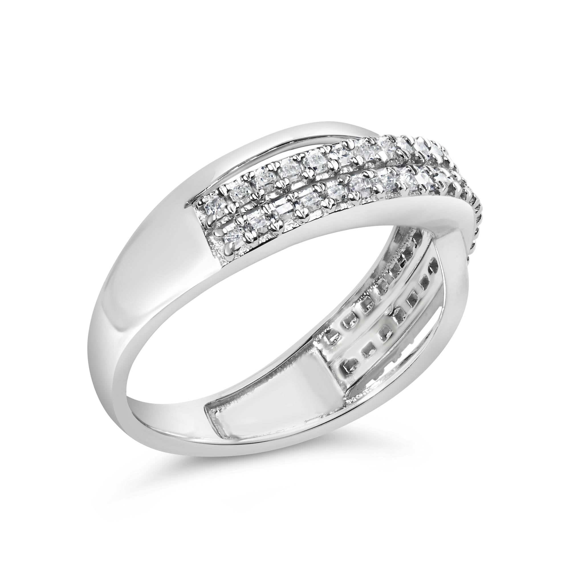 10K White Gold 1/2 Cttw Princess Diamond Split Shank Band Ring