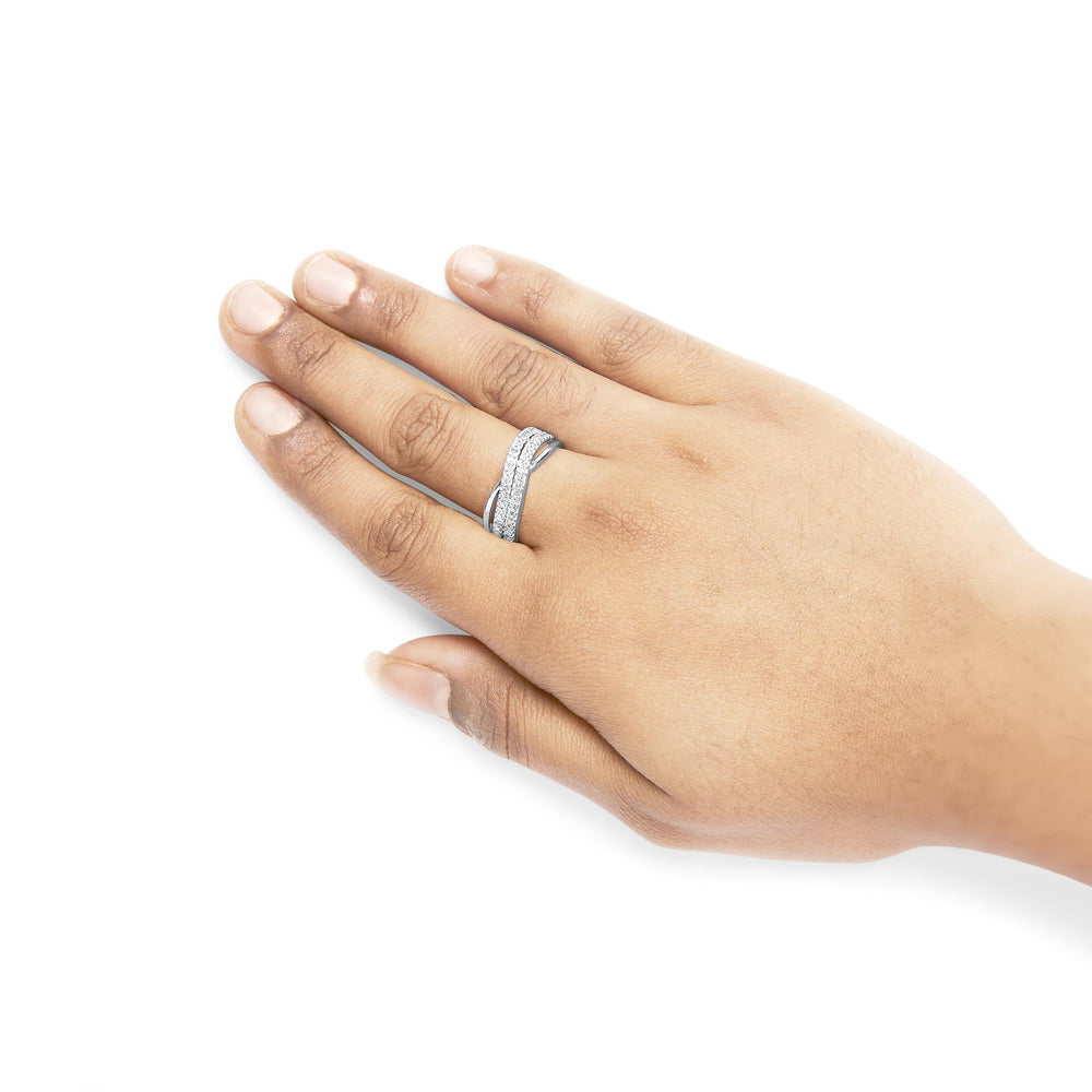 10K White Gold 1/2 Cttw Princess Diamond Split Shank Band Ring