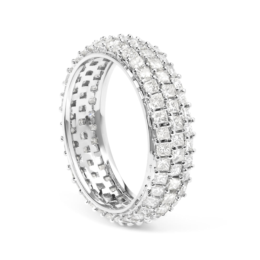 14K White Gold 2 1/4 Cttw Princess Diamond 3 Row Eternity Band Ring (H-I Color, SI1-SI2 Clarity)