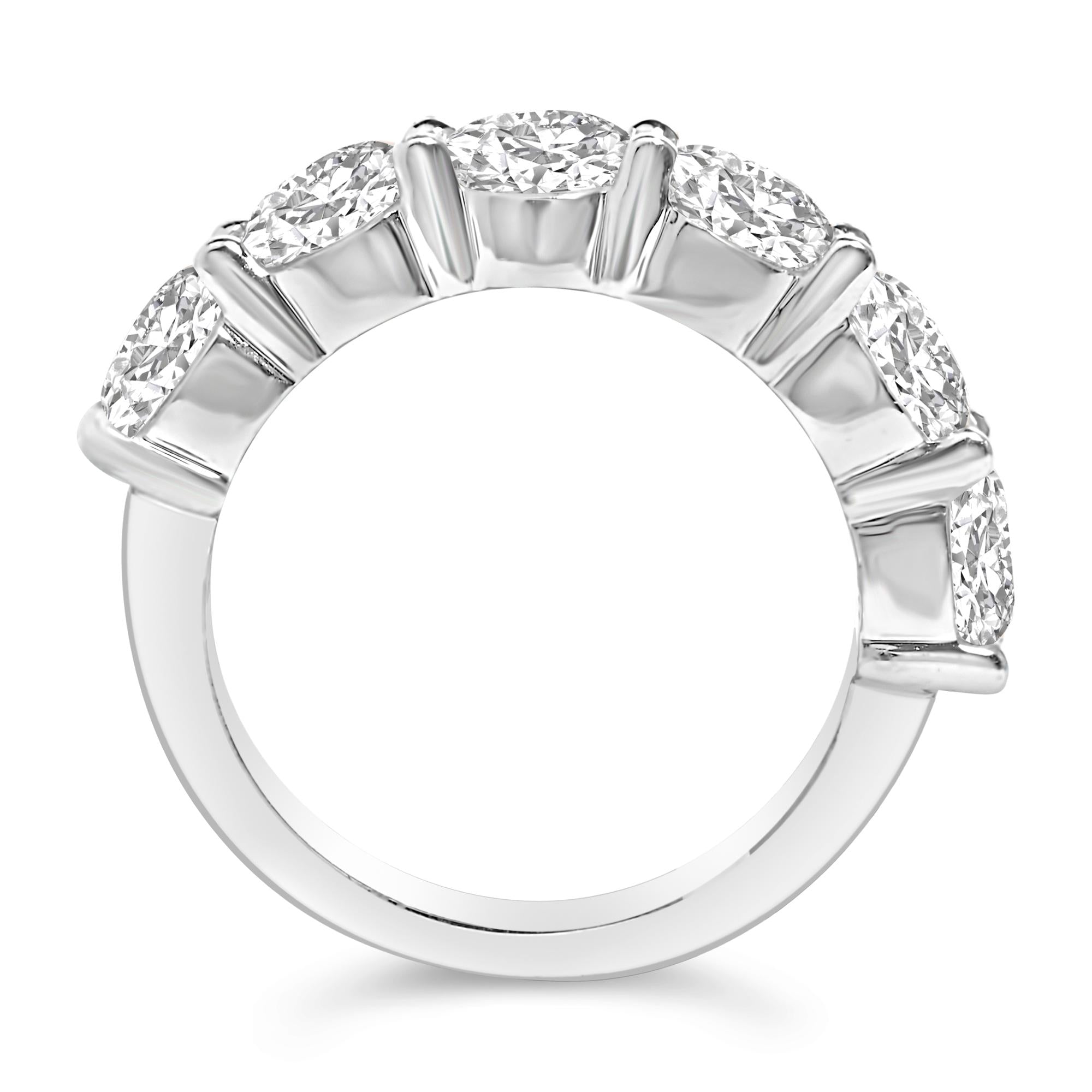 14K White Gold 3.0 Cttw Lab-Grown Diamond Shared Prong Set 6 Stone Band Ring