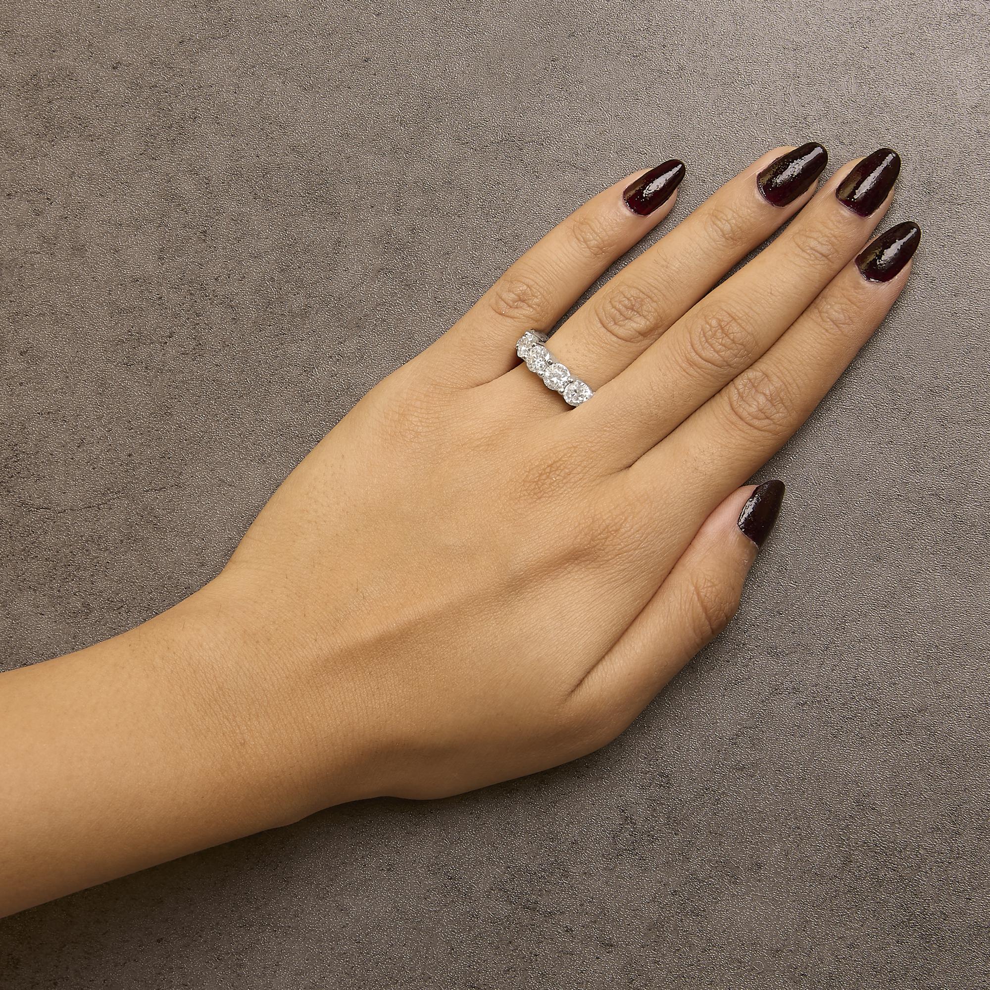 14K White Gold 3.0 Cttw Lab-Grown Diamond Shared Prong Set 6 Stone Band Ring