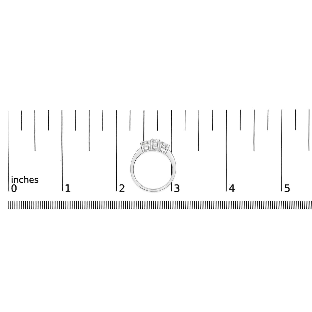 14K White Gold  3/4 Cttw Lab Grown Diamond 3 Stone Ring Band (F-G Color, VS2-SI1 Clarity)