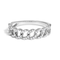 .925 Sterling Silver 1/4 Cttw Diamond Curb Link Band Ring