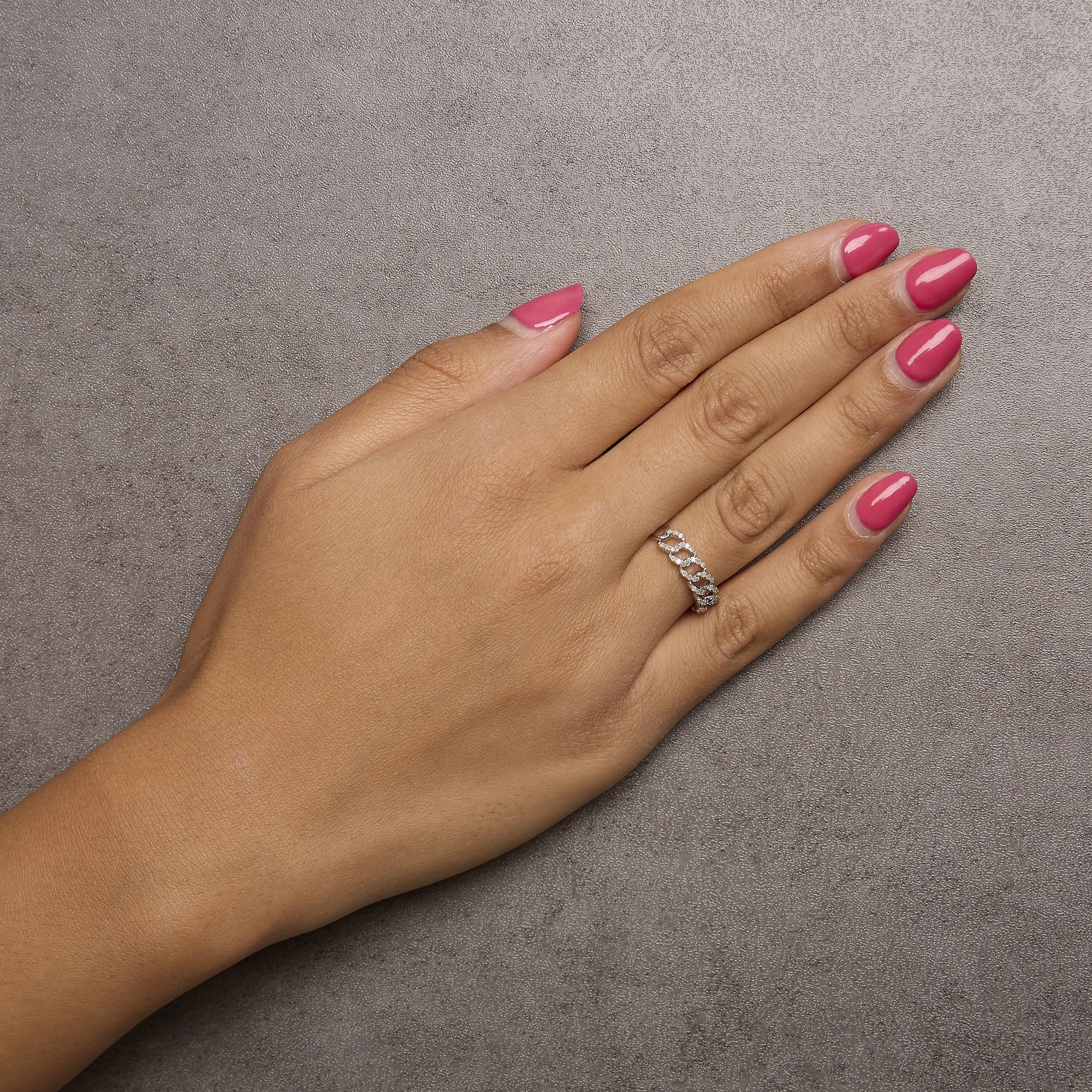 .925 Sterling Silver 1/4 Cttw Diamond Curb Link Band Ring