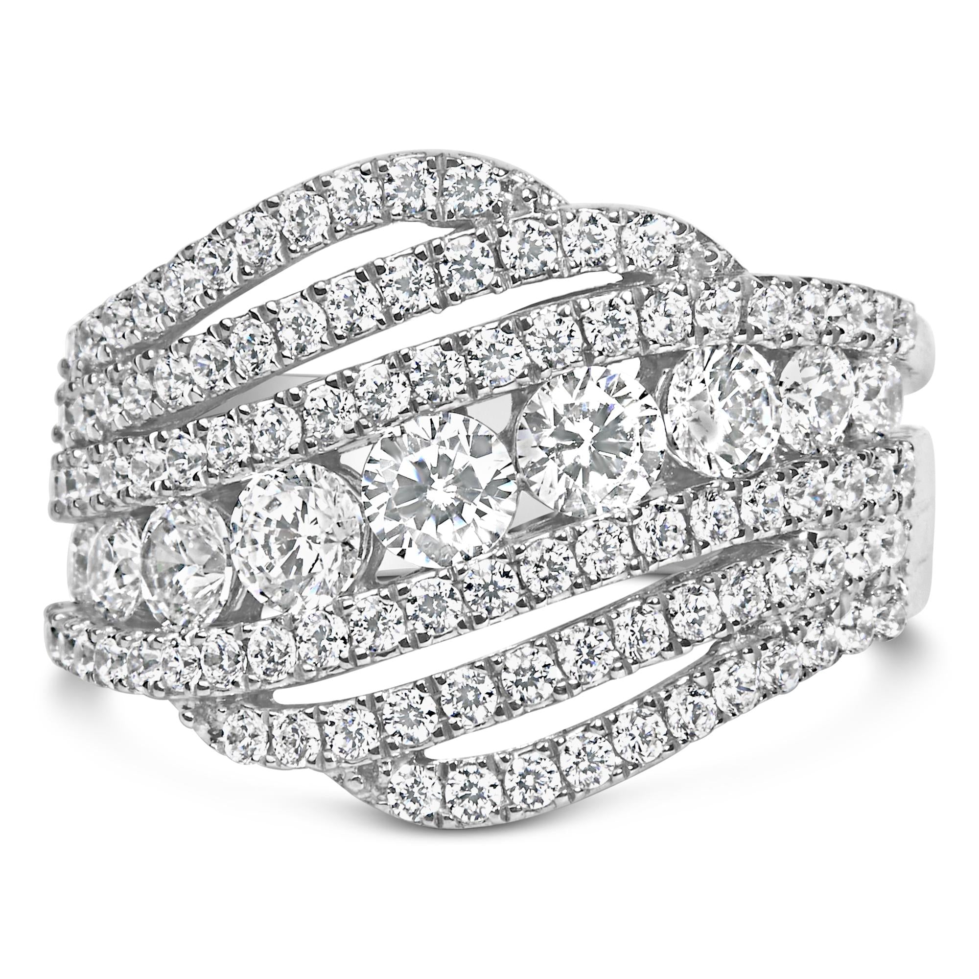 .925 Sterling Silver 2.00 Cttw Lab Grown Diamond Cluster Band Ring