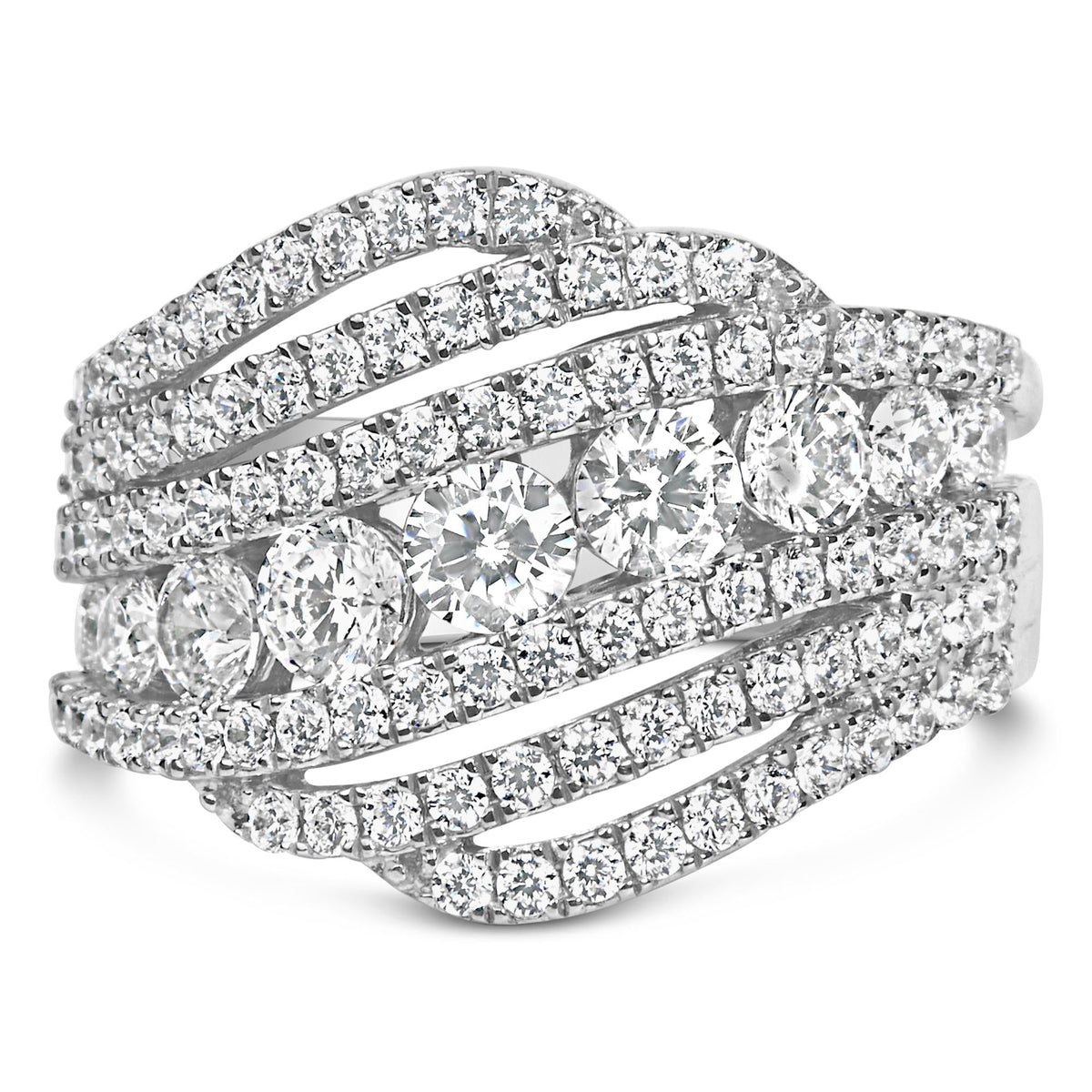 .925 Sterling Silver 2.00 Cttw Lab Grown Diamond Cluster Band Ring