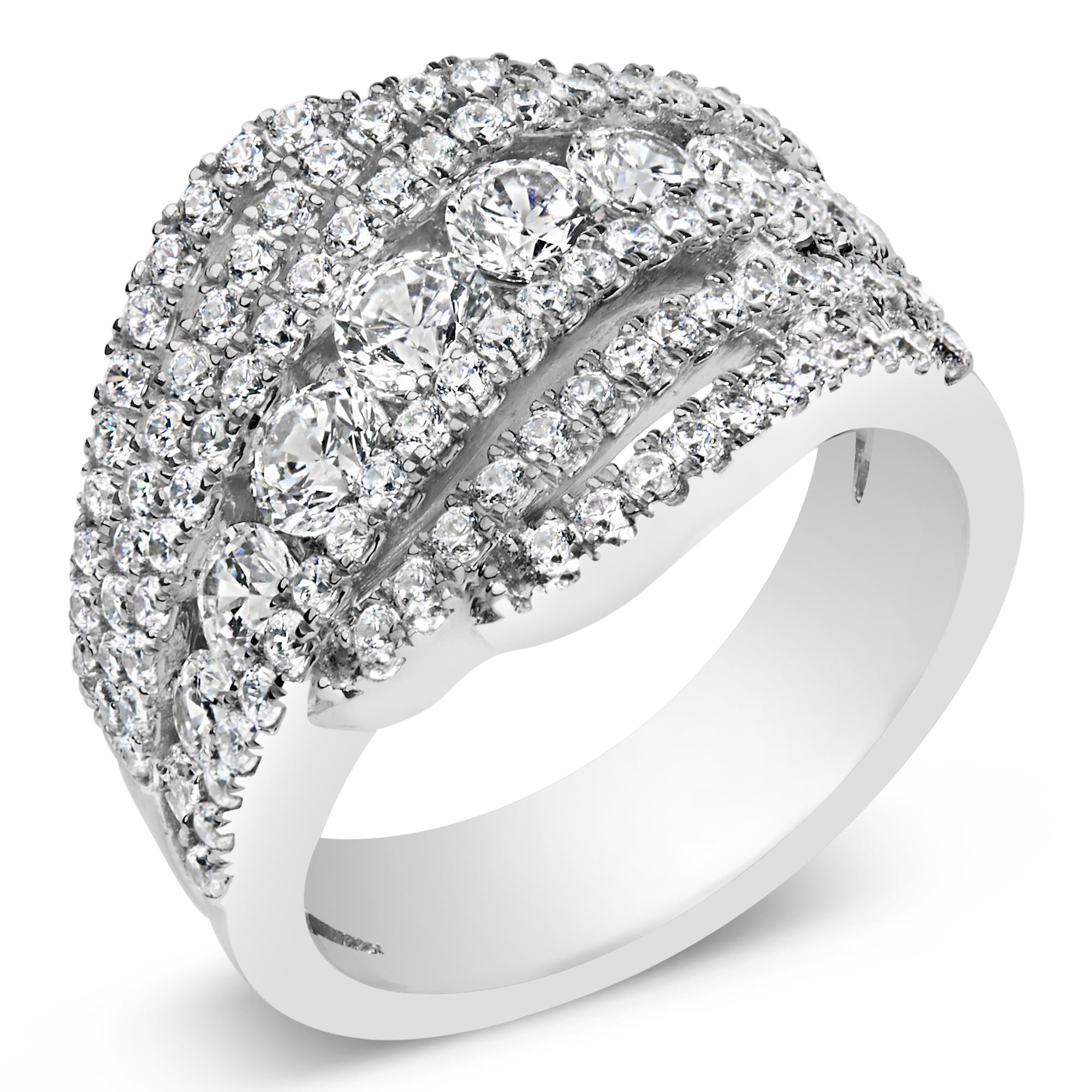 .925 Sterling Silver 2.00 Cttw Lab Grown Diamond Cluster Band Ring