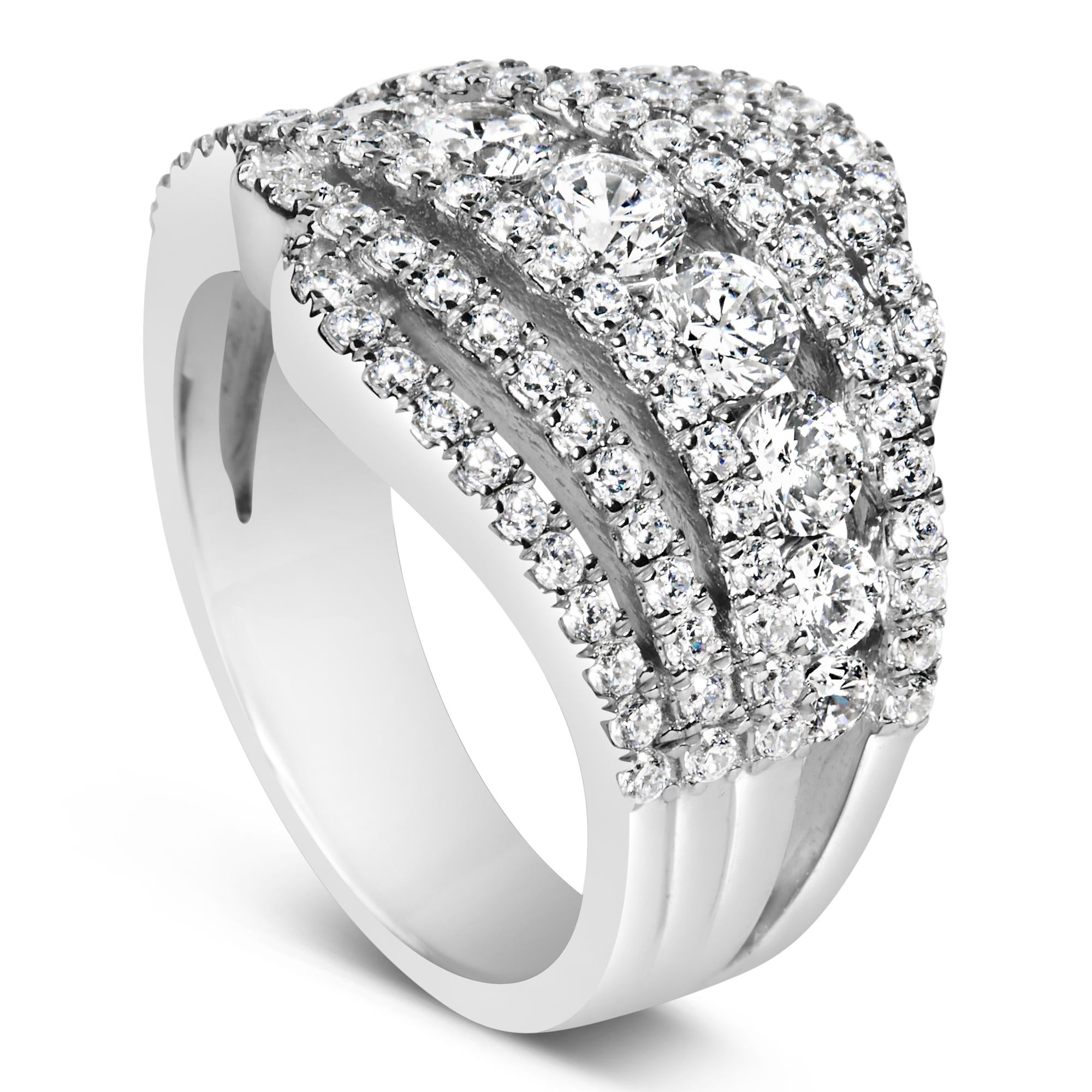 .925 Sterling Silver 2.00 Cttw Lab Grown Diamond Cluster Band Ring