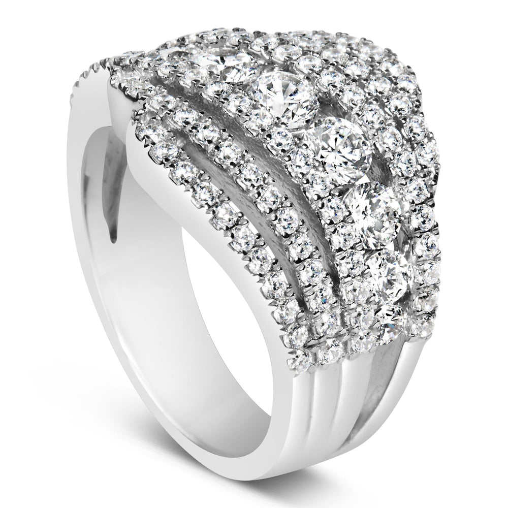 .925 Sterling Silver 2.00 Cttw Lab Grown Diamond Cluster Band Ring