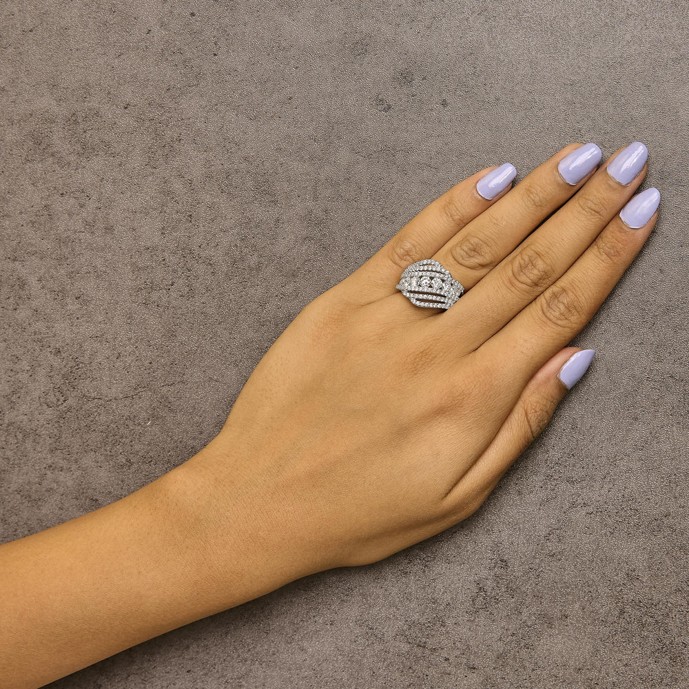 .925 Sterling Silver 2.00 Cttw Lab Grown Diamond Cluster Band Ring