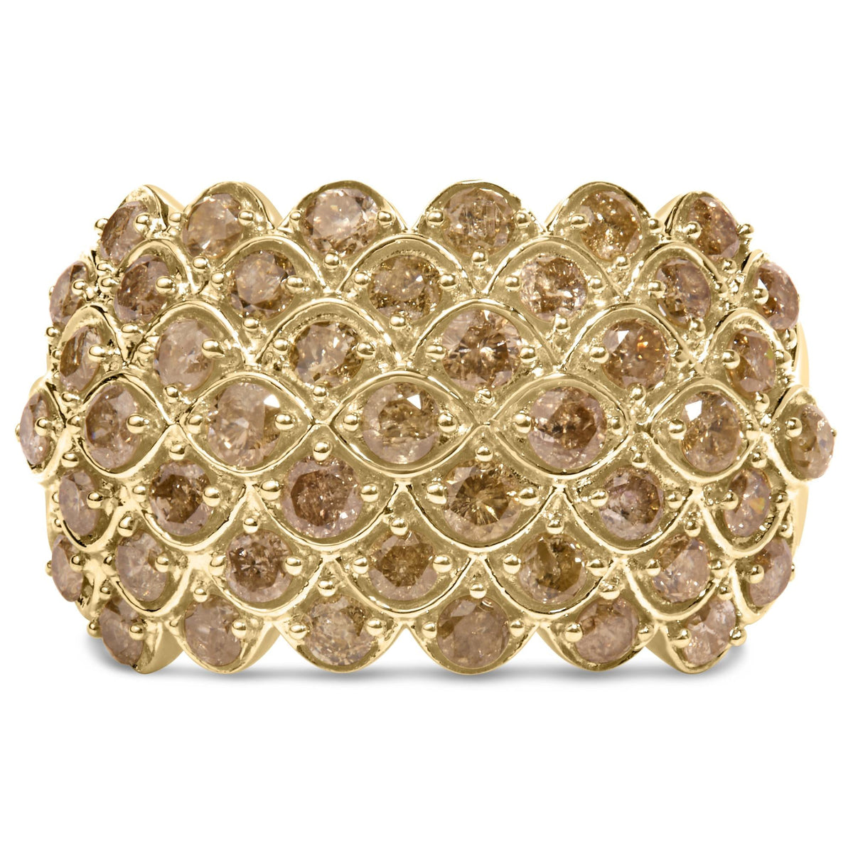 10K Yellow Gold 2.0 Cttw Brown Diamond Teardrop Design Cocktail Ring