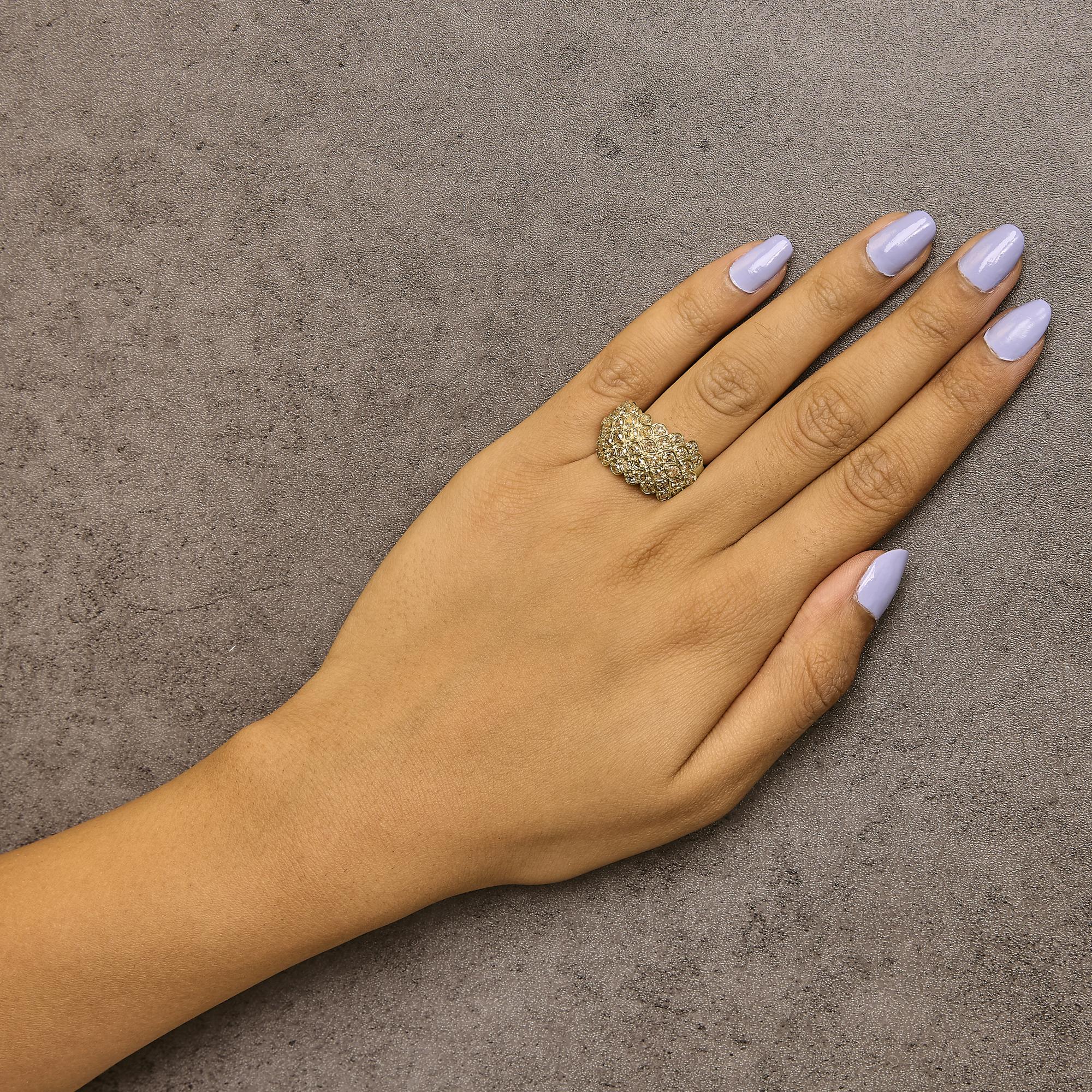10K Yellow Gold 2.0 Cttw Brown Diamond Teardrop Design Cocktail Ring