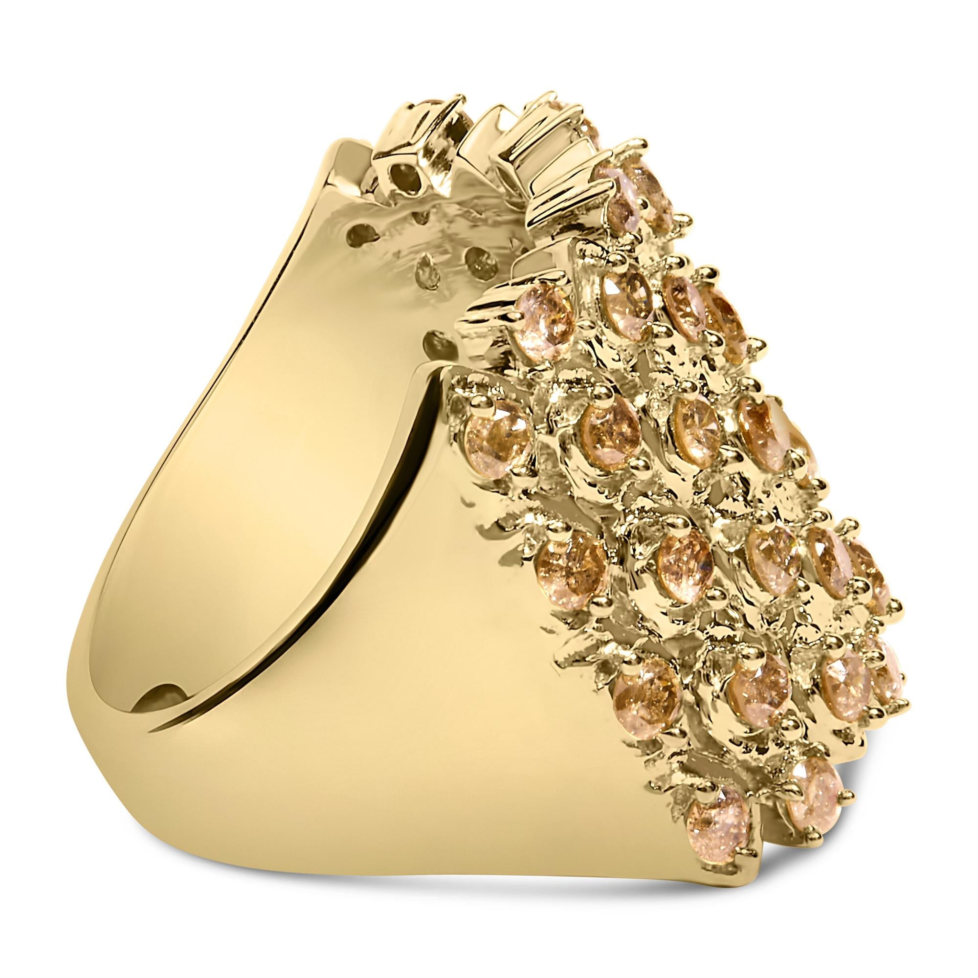 10K Yellow Gold 2.0 Cttw Brown Diamond Mesh Link Cocktail Ring