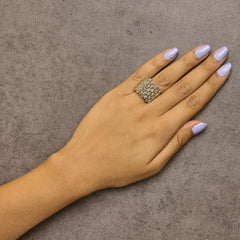 10K Yellow Gold 2.0 Cttw Brown Diamond Mesh Link Cocktail Ring
