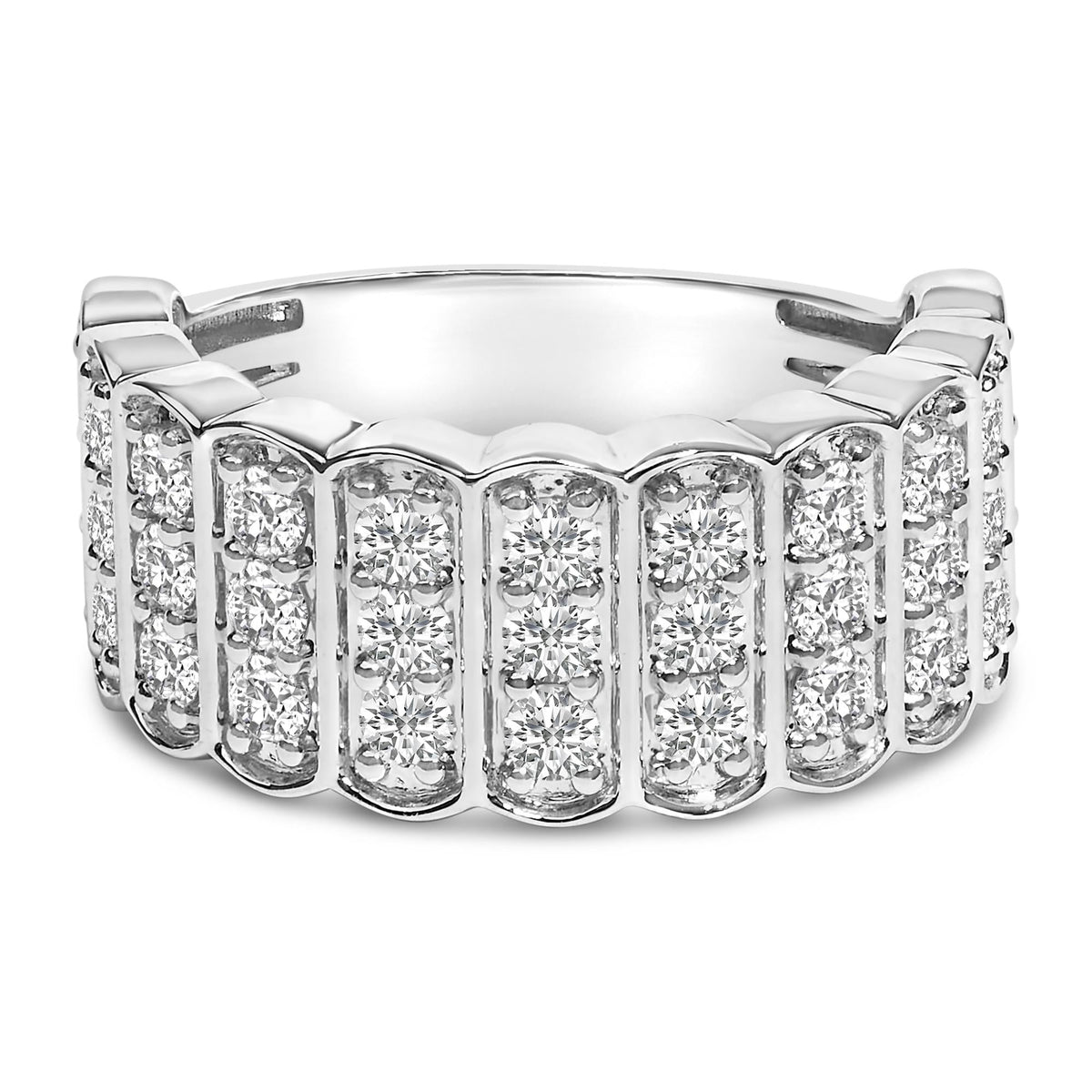 .925 Sterling Silver 1 1/2 Cttw Lab Grown Diamond 11 Row Band Ring (F-G Color, VS1-VS2 Clarity)