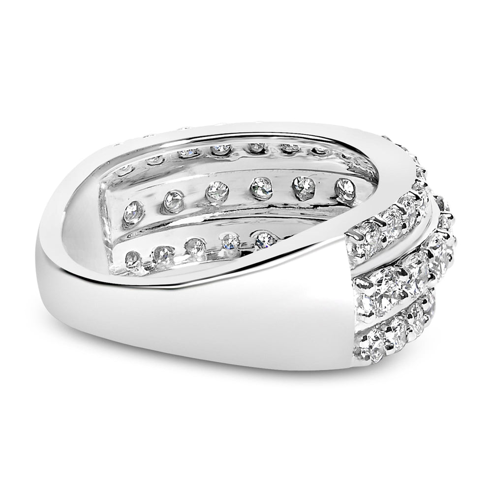 .925 Sterling Silver 2.0 Cttw Lab Grown Diamond 3 Row Band Ring (F-G Color, VS1-VS2 Clarity