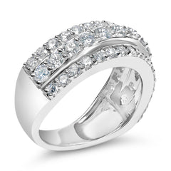 .925 Sterling Silver 2.0 Cttw Lab Grown Diamond 3 Row Band Ring (F-G Color, VS1-VS2 Clarity