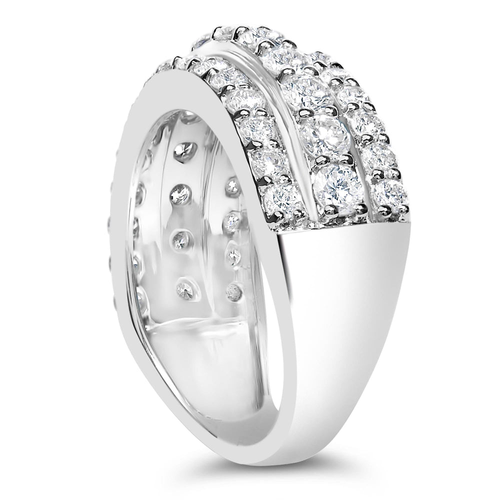 .925 Sterling Silver 2.0 Cttw Lab Grown Diamond 3 Row Band Ring (F-G Color, VS1-VS2 Clarity
