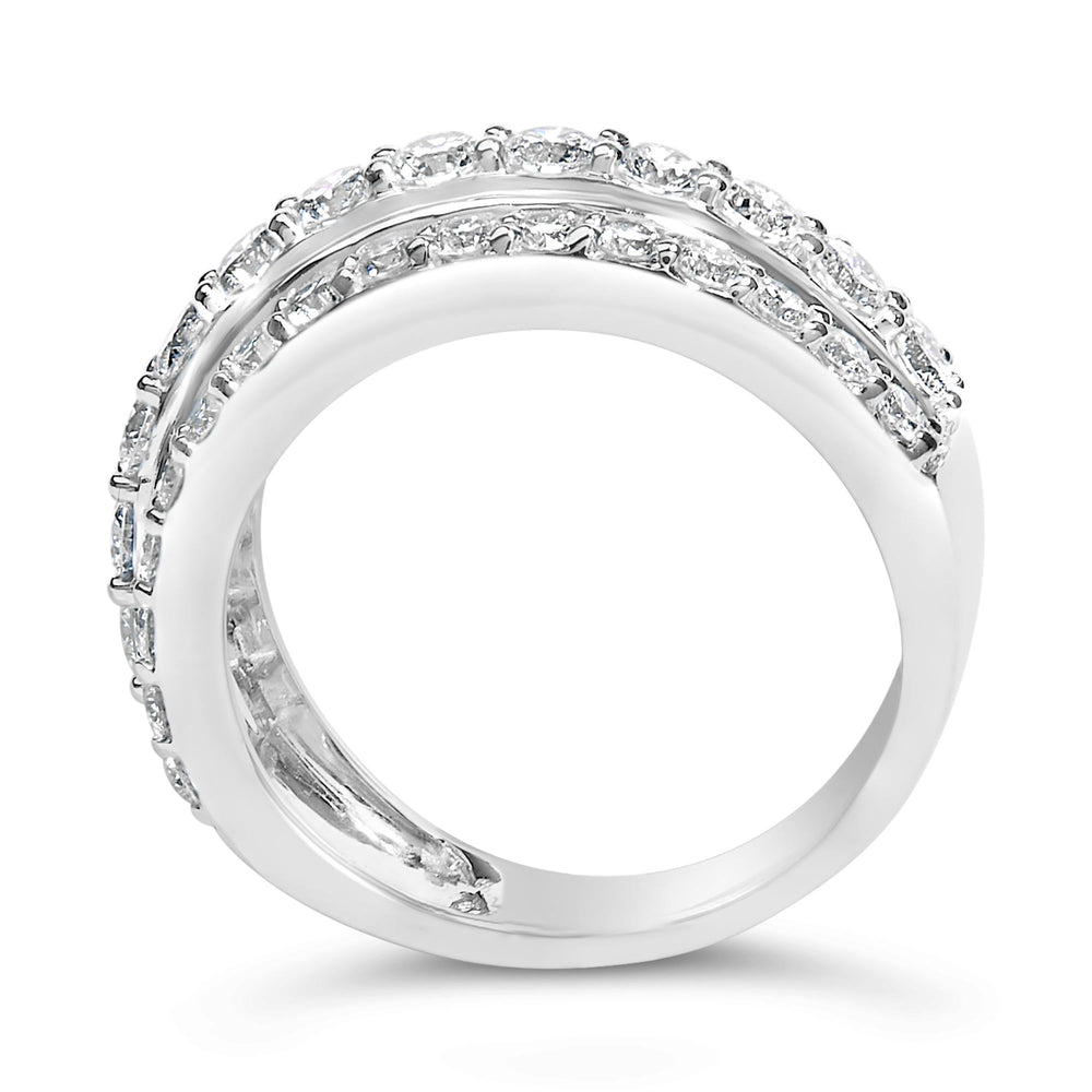 .925 Sterling Silver 2.0 Cttw Lab Grown Diamond 3 Row Band Ring (F-G Color, VS1-VS2 Clarity