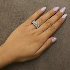 .925 Sterling Silver 2.0 Cttw Lab Grown Diamond 3 Row Band Ring (F-G Color, VS1-VS2 Clarity