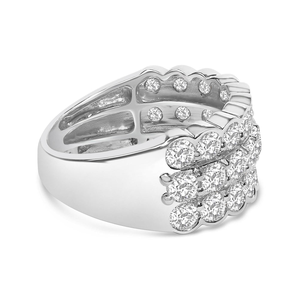.925 Sterling Silver 3.0 Cttw Lab Grown Diamond 3 Row Band Ring (F-G Color, VS1-VS2 Clarity)