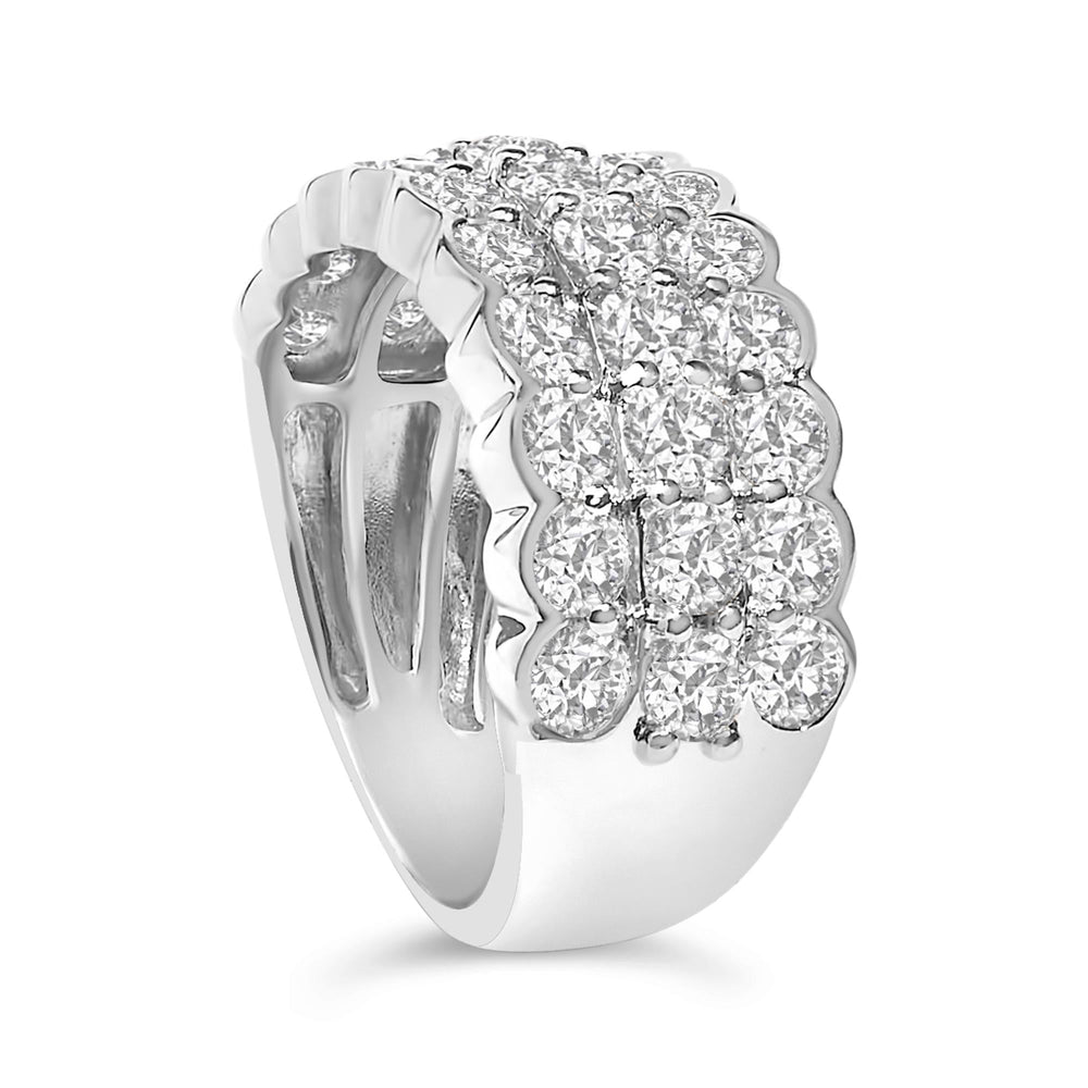 .925 Sterling Silver 3.0 Cttw Lab Grown Diamond 3 Row Band Ring (F-G Color, VS1-VS2 Clarity)