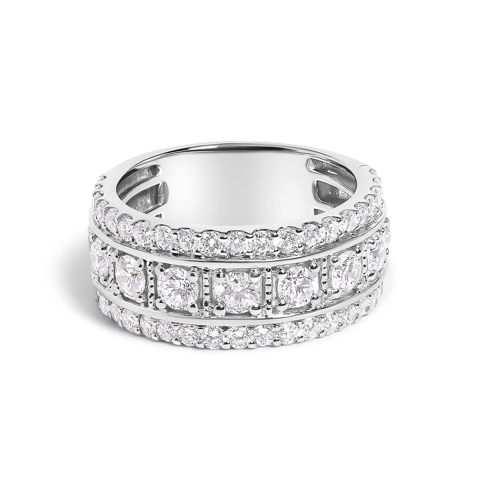 .925 Sterling Silver 2.0 Cttw Lab Grown Diamond Three-Row Pavé Band Ring