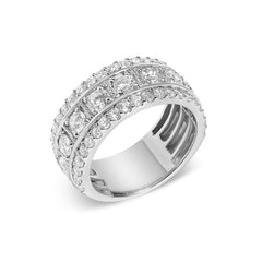 .925 Sterling Silver 2.0 Cttw Lab Grown Diamond Three-Row Pavé Band Ring