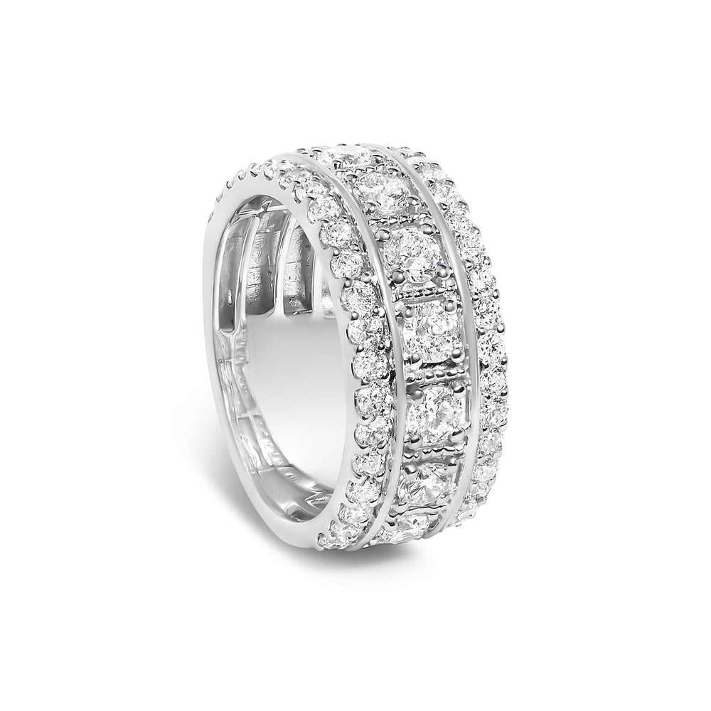 .925 Sterling Silver 2.0 Cttw Lab Grown Diamond Three-Row Pavé Band Ring