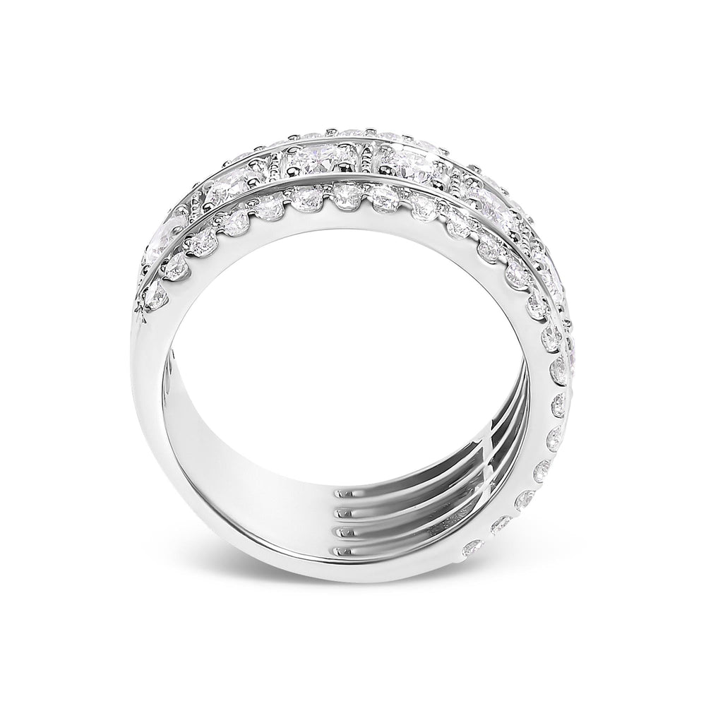.925 Sterling Silver 2.0 Cttw Lab Grown Diamond Three-Row Pavé Band Ring