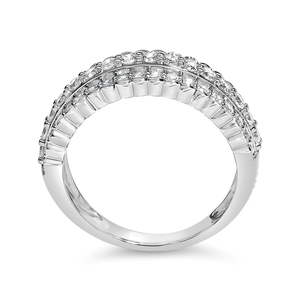 .925 Sterling Silver 1.0 cttw Lab Grown Diamond 3 Row Band Ring (F-G Color, VS1-VS2 Clarity)
