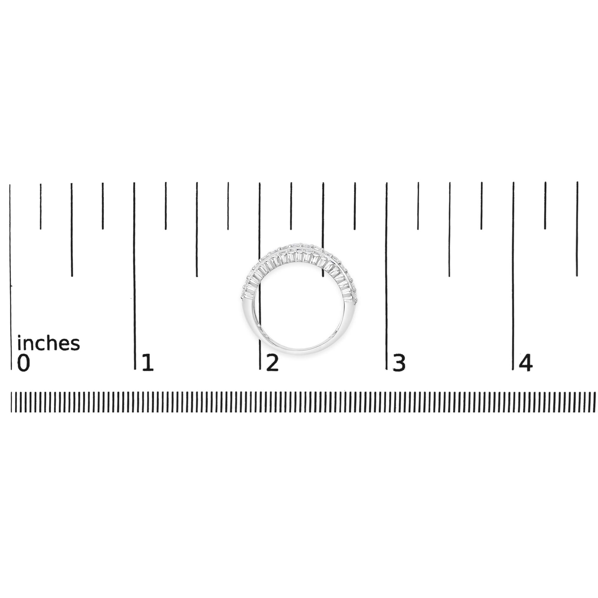 .925 Sterling Silver 1.0 cttw Lab Grown Diamond 3 Row Band Ring (F-G Color, VS1-VS2 Clarity)