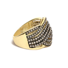 10K Yellow Gold Plated .925 Sterling Silver 1.0 cttw Champagne Diamond Crossover Ring