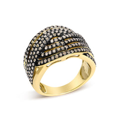 10K Yellow Gold Plated .925 Sterling Silver 1.0 cttw Champagne Diamond Crossover Ring