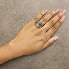 10K Yellow Gold Plated .925 Sterling Silver 1.0 cttw Champagne Diamond Crossover Ring