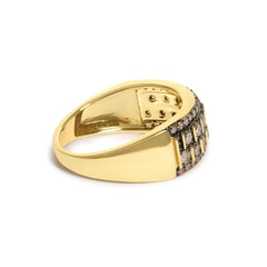 10K Yellow Gold Plated .925 Sterling Silver 3/4 cttw Champagne Diamond Band Ring