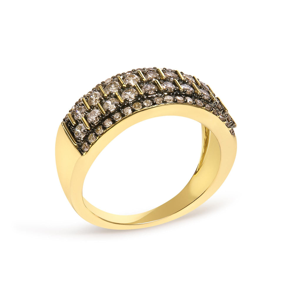 10K Yellow Gold Plated .925 Sterling Silver 3/4 cttw Champagne Diamond Band Ring