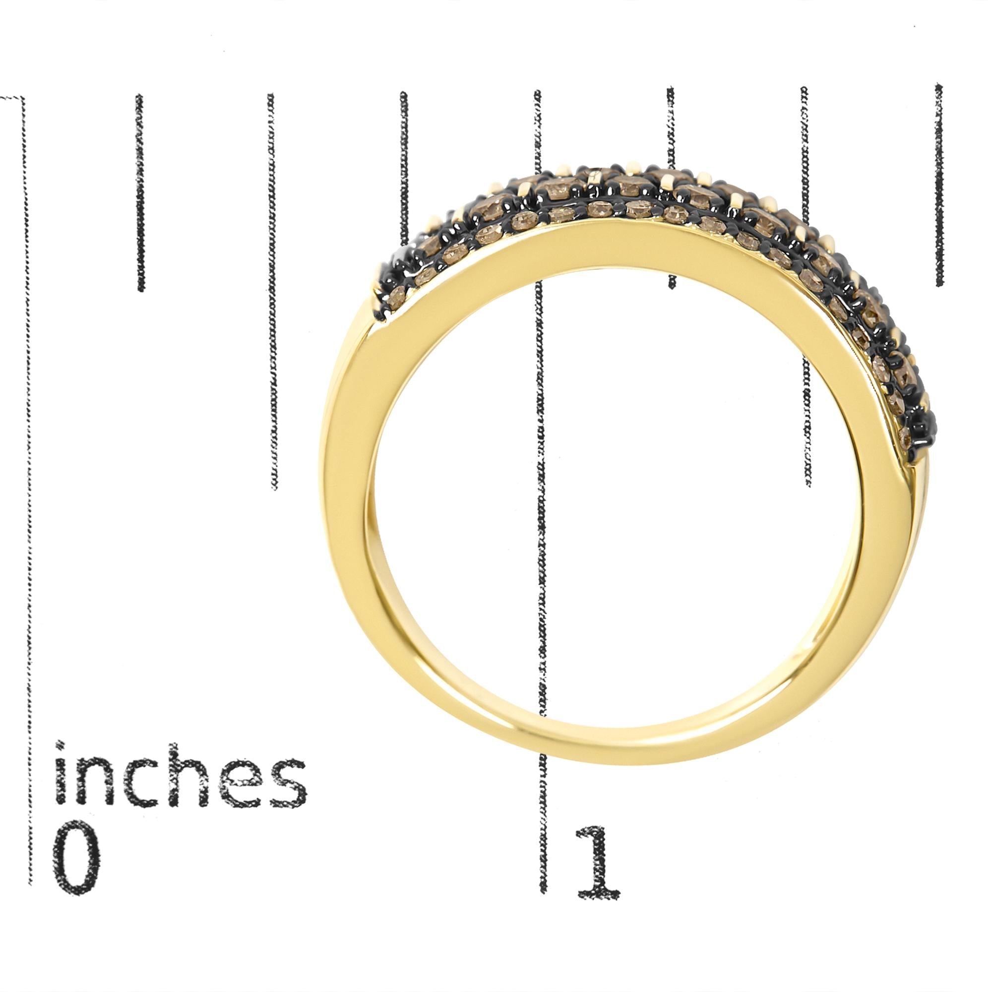 10K Yellow Gold Plated .925 Sterling Silver 3/4 cttw Champagne Diamond Band Ring