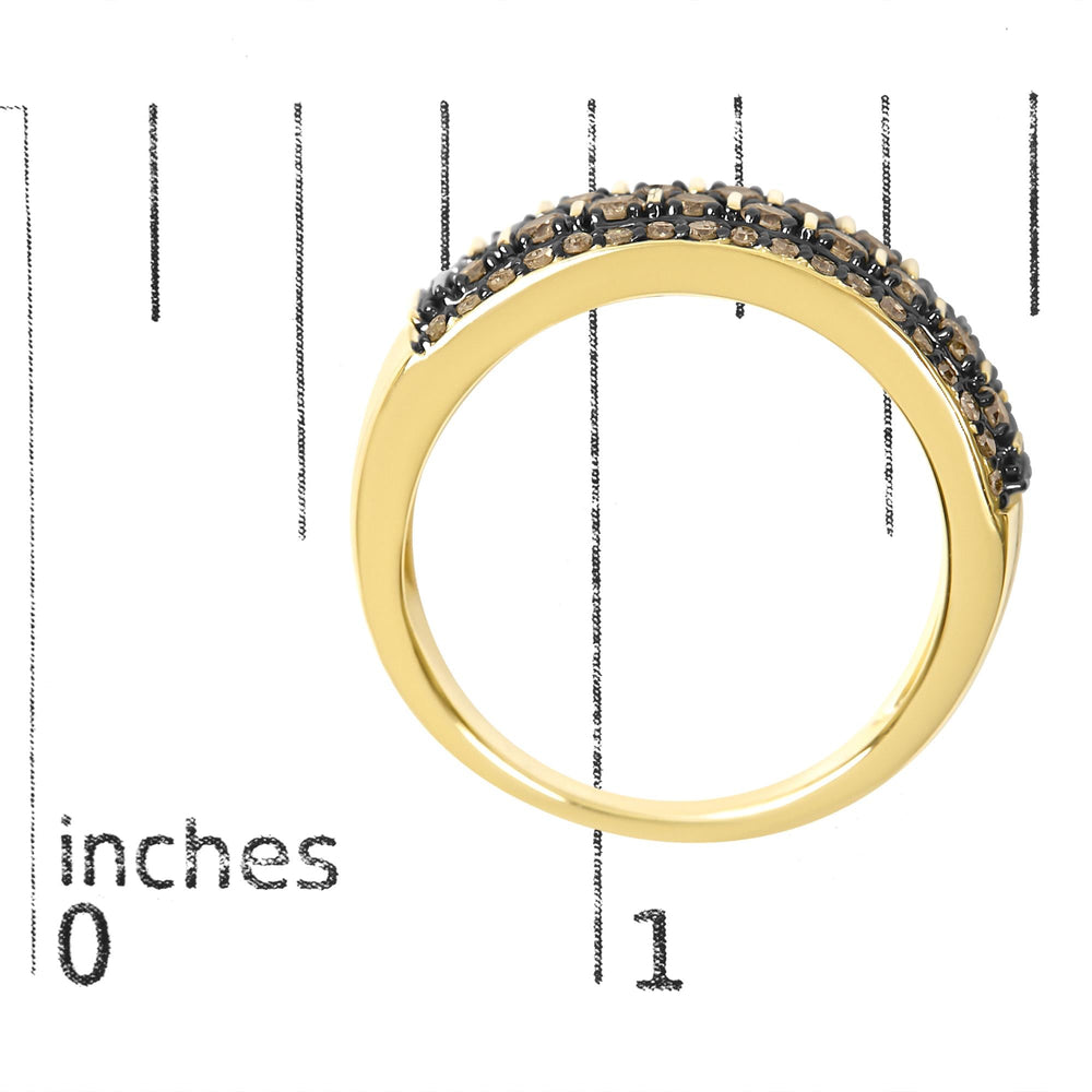 10K Yellow Gold Plated .925 Sterling Silver 3/4 cttw Champagne Diamond Band Ring