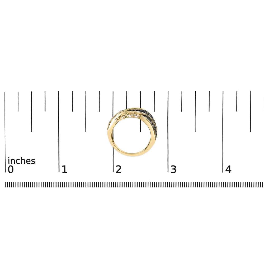 10K Yellow Gold Plated .925 Sterling Silver 1/2 Cttw Champagne Diamond Twisted Braid Band Ring