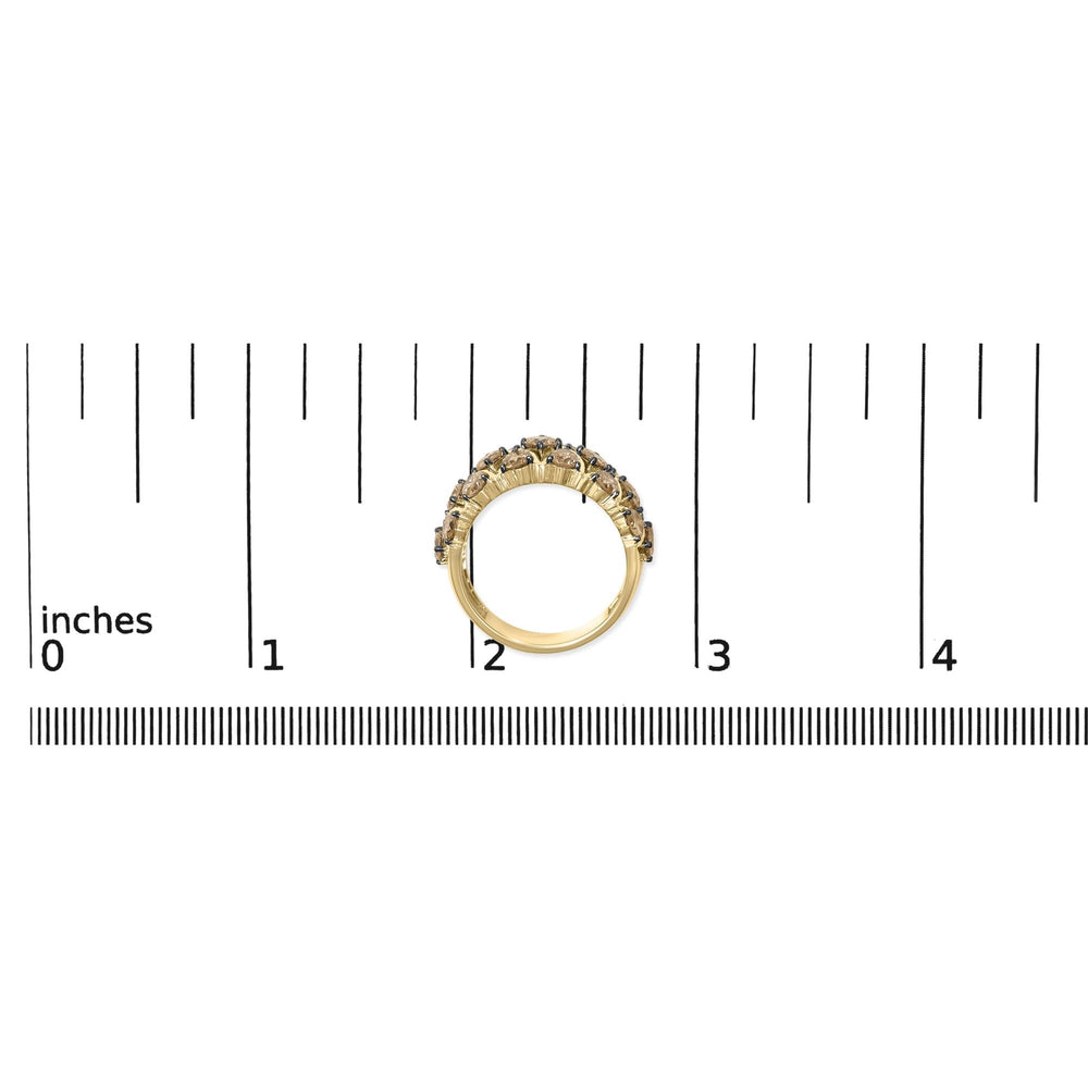 10K Yellow Gold Plated .925 Sterling Silver 3.0 Cttw Champagne Diamond Multi Lattice Band Ring