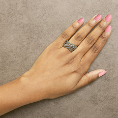 10K Yellow Gold Plated .925 Sterling Silver 1.0 cttw Champagne Diamond Highway Ring
