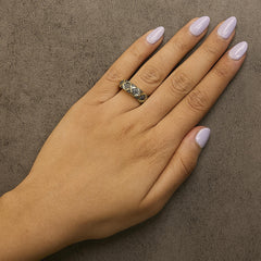 10K Yellow Gold Plated .925 Sterling Silver 3/8 Cttw Champagne Diamond Geometric Style Band Ring