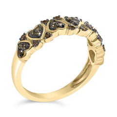 10K Yellow Gold Plated .925 Sterling Silver 1/3 cttw Natural Diamond Band Ring