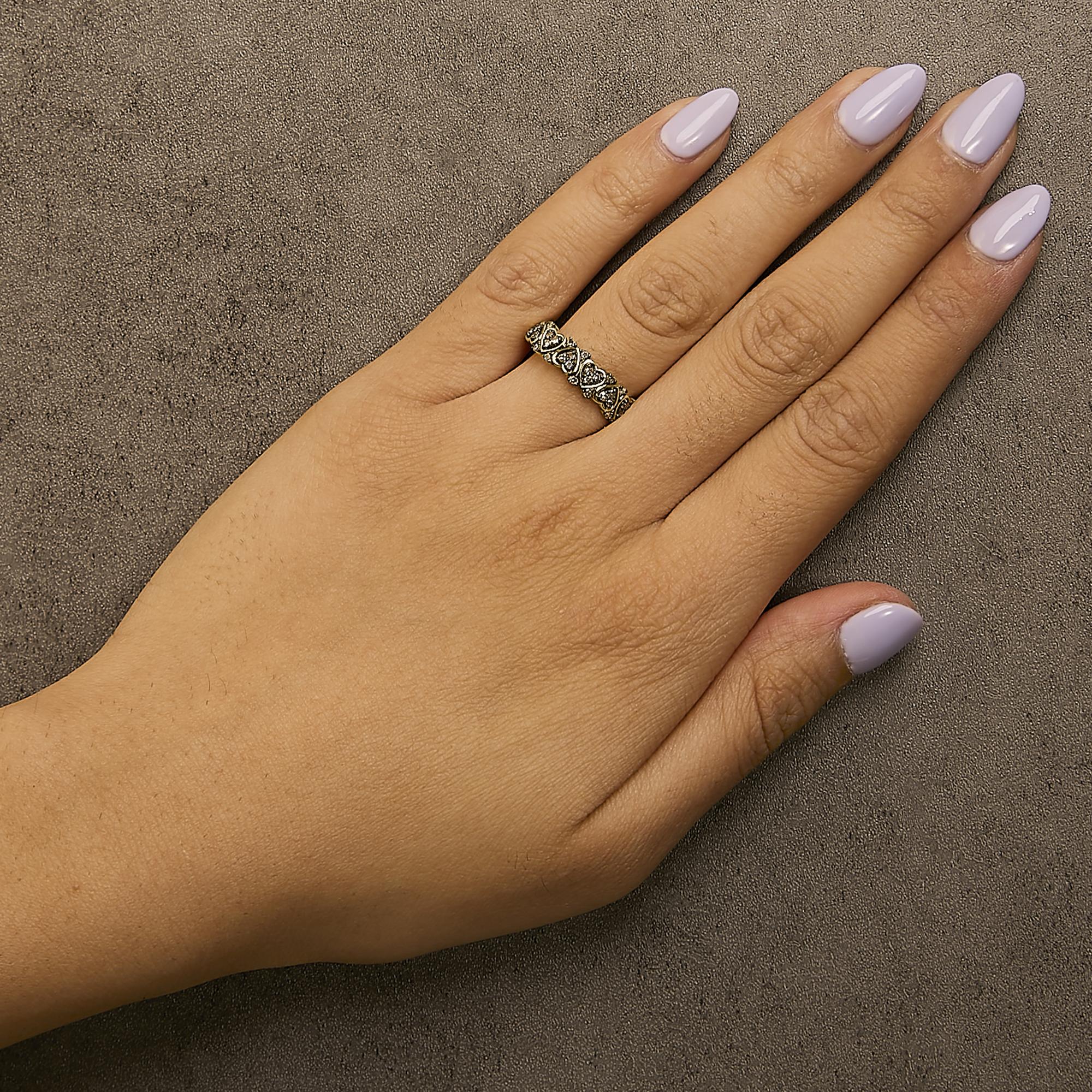 10K Yellow Gold Plated .925 Sterling Silver 1/3 cttw Natural Diamond Band Ring