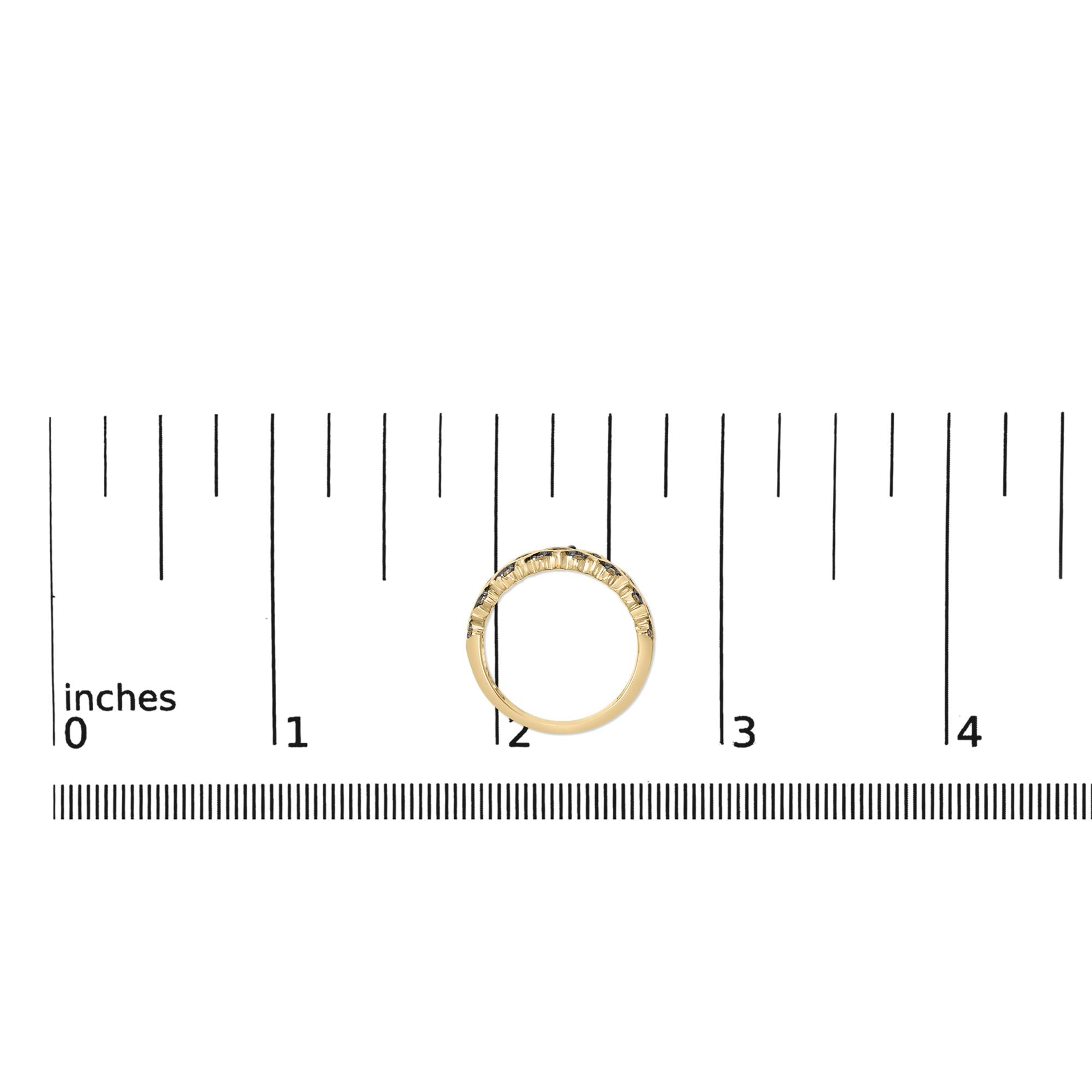 10K Yellow Gold Plated .925 Sterling Silver 1/4 Cttw Champagne Diamond Geometric Band Ring