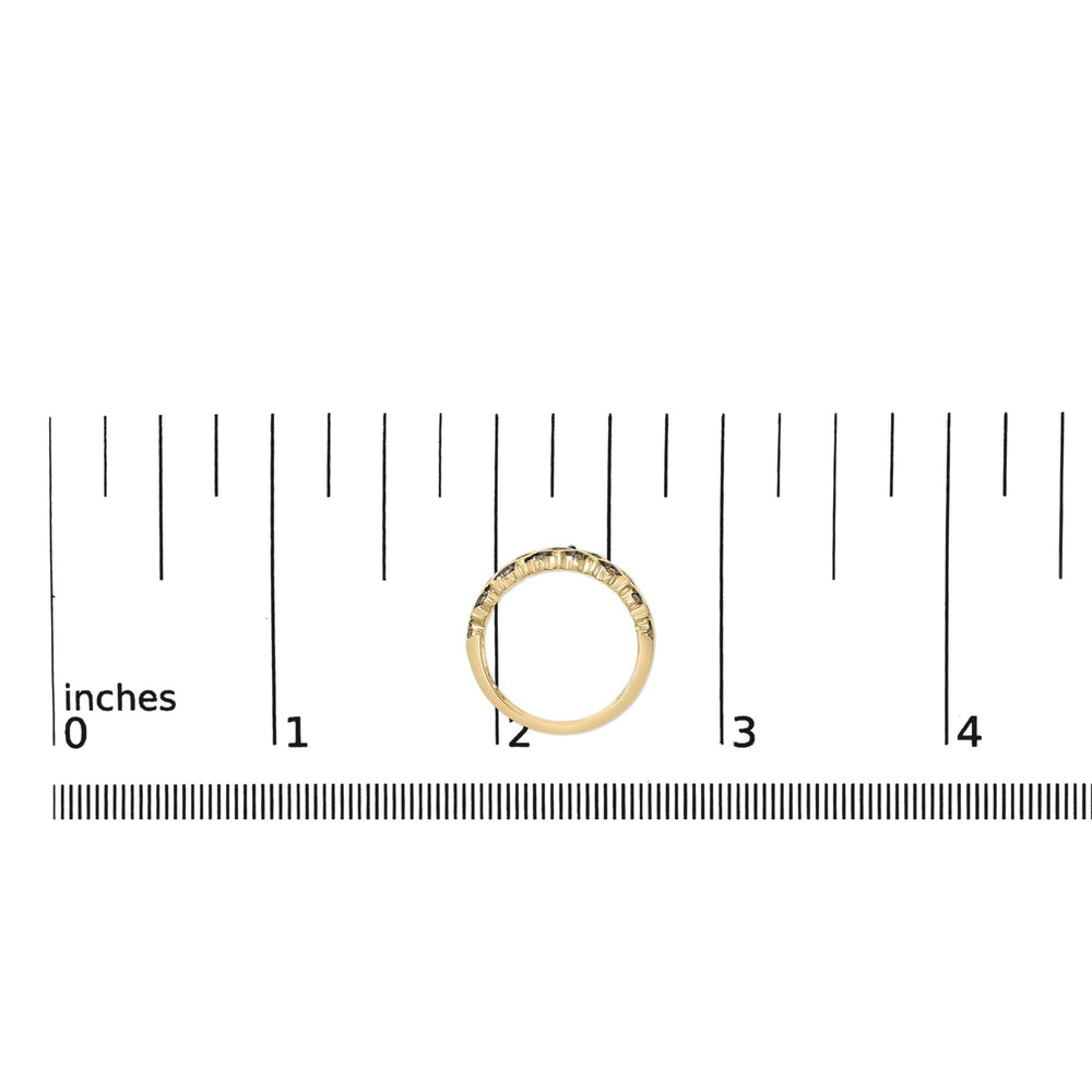 10K Yellow Gold Plated .925 Sterling Silver 1/4 Cttw Champagne Diamond Geometric Band Ring