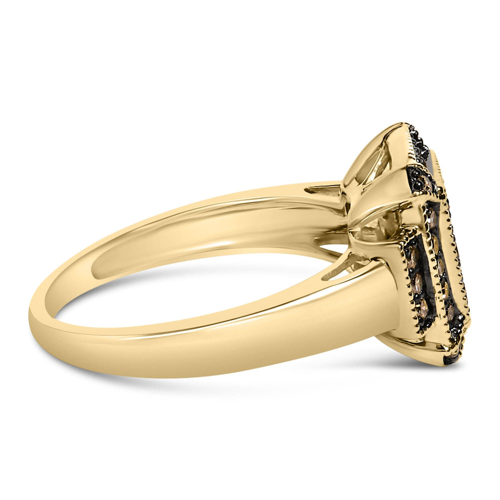 10K Yellow Gold Plated .925 Sterling Silver 1/2 Cttw Champagne Diamond Step Up Ring