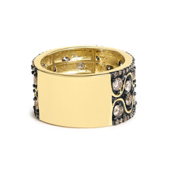 10K Yellow Gold Plated Sterling Silver 2-1/2 Cttw Champagne Diamond Wavy Band Ring