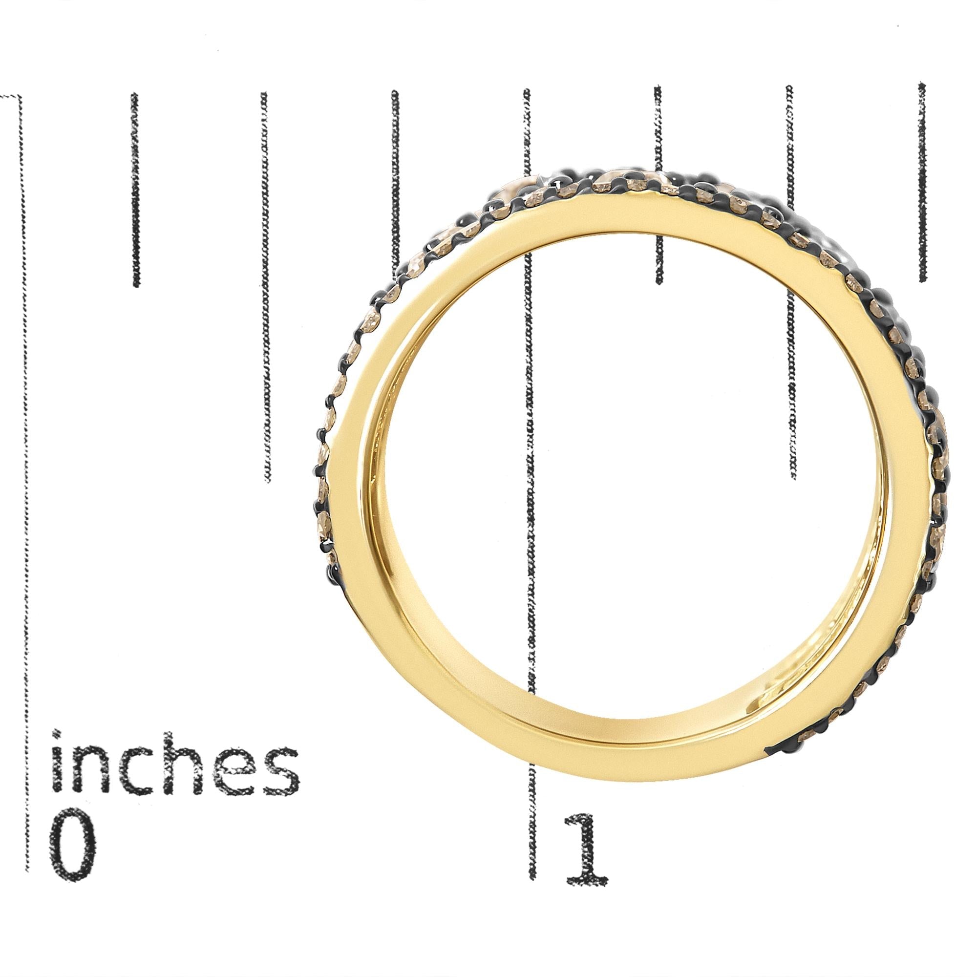 10K Yellow Gold Plated Sterling Silver 2-1/2 Cttw Champagne Diamond Wavy Band Ring